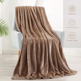 TASTHROW Light Coffee Cuddly Blanket, Fluffy Blanket, Fleece Blanket, 130 x 150 cm, Cuddly Soft Warm Blankets, Sofa Blanket for Room Decoration, Living & Cuddly Blankets