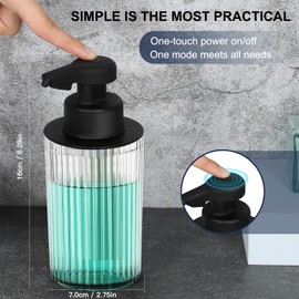 Automatic Soap Dispenser Foaming Touchless: 9oz Black Acrylic - Rechargeable Electric Smart Auto Foam Soap Dispenser - Hand Dish Bathroom Kitchen