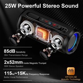 Wireless Bluetooth Speaker, Loud Stereo Sound Portable Speaker,Bluetooth 5.3,IPX5 Waterproof Mini Bluetooth Speaker,30H Playtime,TWS Pairing for Outdoor,Home,Party,Beach,Summer Gadgets,Birthday Gift