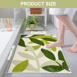 Bathroom Rug Mat, Soft Absorbent Bath Rug, Non Slip Shaggy Microfiber Bath Carpet, Cute Fluffy Floor Area Rug Carpet for Tub, Shower, Bath Room, Machine Wash (Leaf, 50 x 80cm)