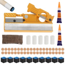 Vefungyan Pool Cue Tips Replacing Kit: Aluminum 11 in1 Billiards Pool Cue Tip Repair Shaper Tool with 40pcs cue Tips 10 Chalk for Replacement