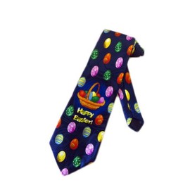 Steven Harris Mens Easter Eggs Basket Necktie - Navy Blue - One Size Neck Tie