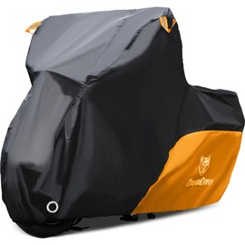 CoukouCover Motorcycle Cover, Heavy Duty Outdoor Waterproof Motorcycle Scooter Cover with Locking Holes for Yamaha Honda Suzuki Kawasaki up to 86 Inch (Orange)