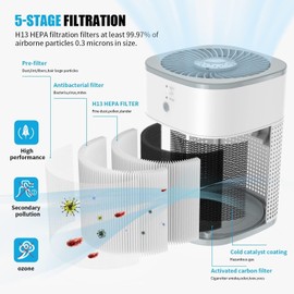 Loytio Air Purifiers for Bedroom H13 True HEPA Filter for Home large Room, Air Filter