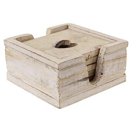 The Home Fusion Company 6 x Vintage Shabby Chic Wooden Heart Coasters Coffee Table Drinks Cup Desk Mat