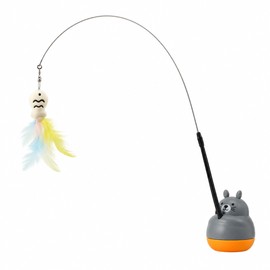 Rotating Base Cat Teaser Wand for Indoor Play – Long Steel Wire Feather Toy for Kittens and Cats at Home