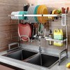 Stainless Steel Dish Drying Rack Over Kitchen Sink, Dishes and