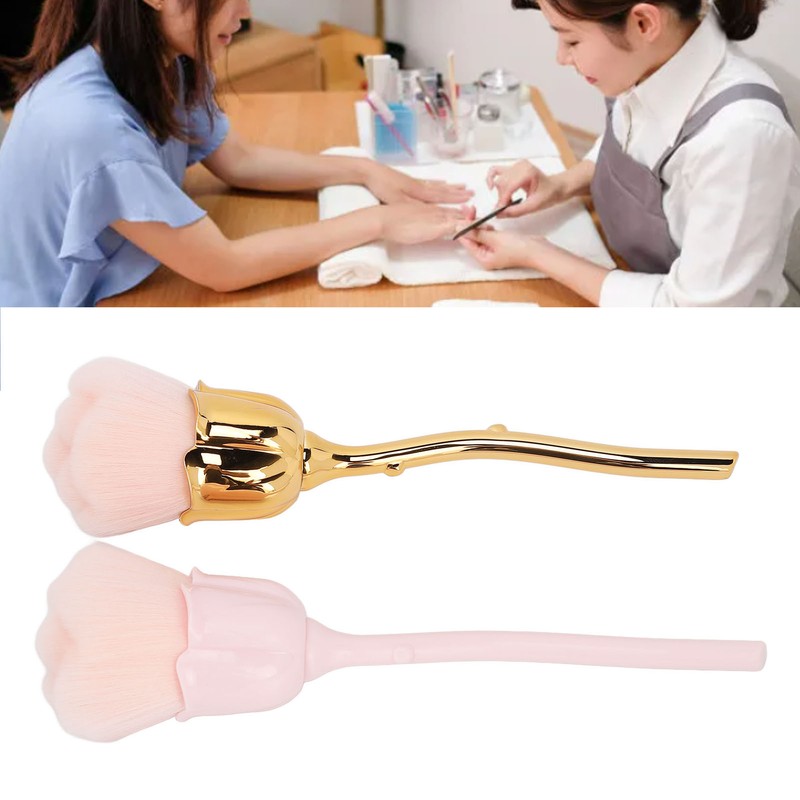 2pcs Nail Dust Remover Pink Rose Nail Powder Cleaning Brush