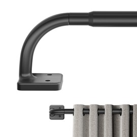 Curtain Rods for Windows 36 to 60 inch,Blackout Curtain Rod Wrap Around Curtain Rod,5/8 Curtain Rod Telescoping Adjustable for Sliding Door Bedroom Kitchen RV, Black(32"-63")