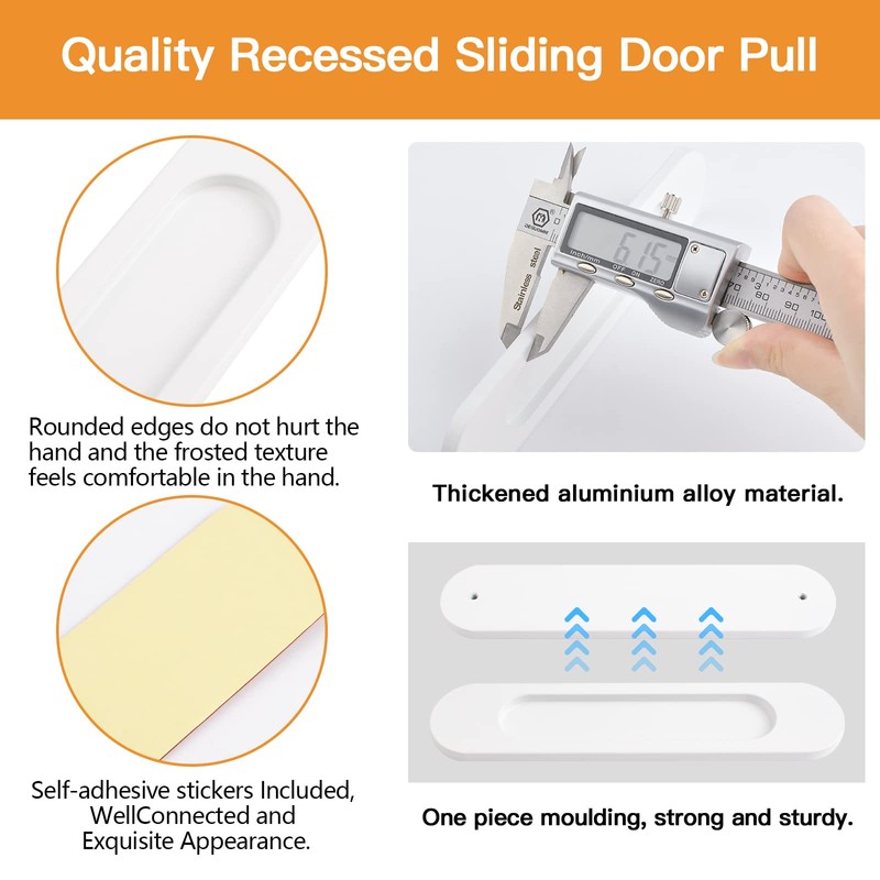 MOROBOR Self-Stick Oval Sliding Door Pulls, 4pcs Warm White Aluminum