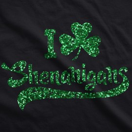 Womens I Clover Shenanigans Glitter T Shirt Novelty Saint Patricks Day Shirt Funny Womens T Shirts Saint Patrick's Day T Shirt for Women Funny Drinking T Black S