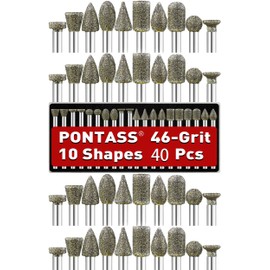 40Pcs 46-Grit Diamond Grinder Bit 1/8" Shank Compatible with Dremel Rotary Tool Attachment Accessories Carving Burrs for Stone Glass Resin Ceramic Porcelain Quartz Glaze Steel Carve Engrave Polish