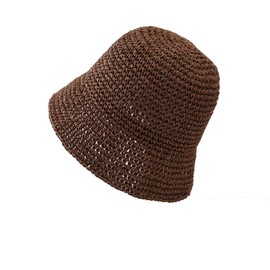 Straw Bucket Hat for Women Soft Mesh Fisherman Cap Outdoor Visor Hats for Women Girls Brown