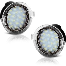 PGONE 2PC Full LED Side Under-Mirror Puddle Light Lamp Assembly Replacement For F ord F-150 Expedition Explorer Edge Flex Fusion Taurus X Lincoln Mercury, (White)