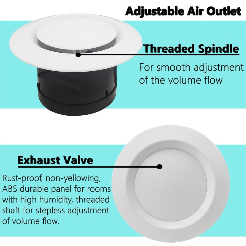 White Dryer Vent Cover, JSIXASO 4 Inch ABS Adjustable Air