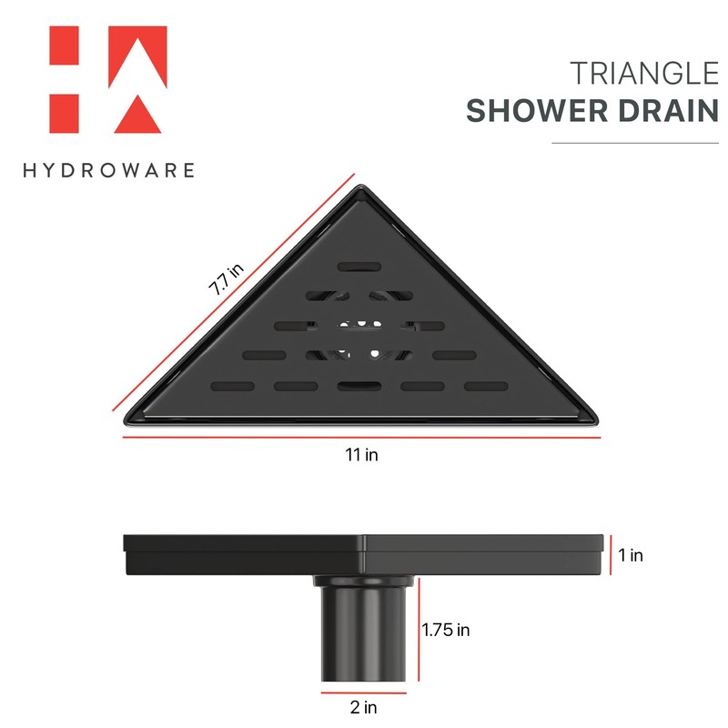 Hydroware Triangle Shower Drain - Stainless Steel Triangular Shower Floor