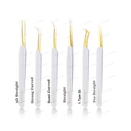 Alluring White with Gold Tip Tweezers for Eyelash Extension