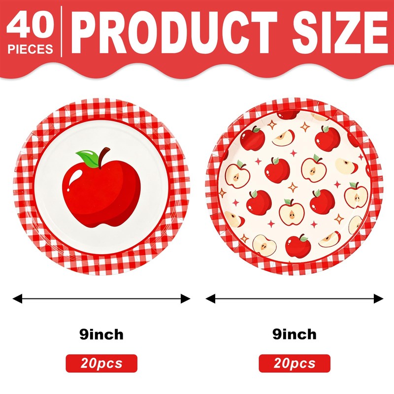 40 Pcs Fall Thanksgiving Apples Paper Plates