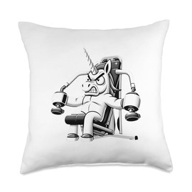 Unicorn Using Pec Deck Machine Fitness Gym Men Women Kids Throw Pillow