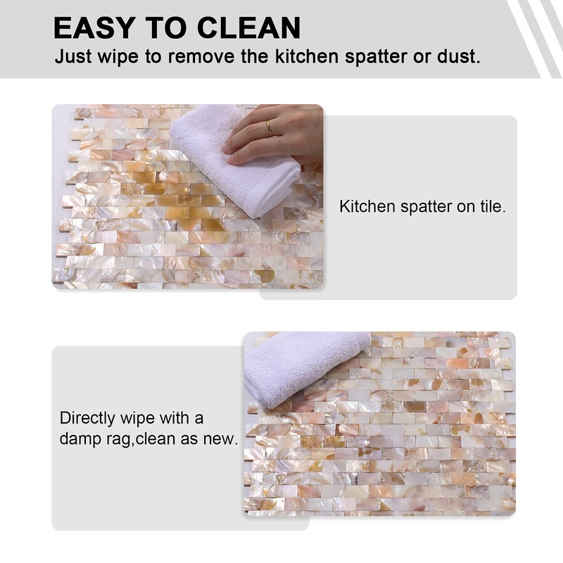 1 - Sheet Pearl Shells Tile Peel and Stick Backsplash,