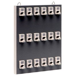 International Stand Company Key Rack, #18PGS with 18 Numbered Hooks for Small Businesses or Residential (18 Sets of Tag & Ring Included) - Made in USA