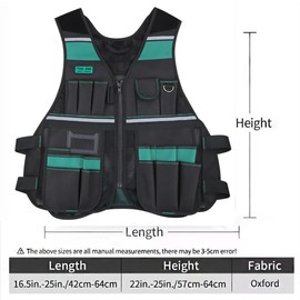 PISKGODSF Tool Vest for Men with Pocket can Safely Store Tools, Work Vest is Durable and Suitable for Construction Work, Carpenters, Plumbers, Electricians, Maintenance Workers (Green)