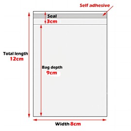 Zydiwo Pack of 200 Transparent Cellophane Bags Sticker Bag Small Plastic Bag OPP for Confetti Jewellery Gift Doll (8 x 12 cm)