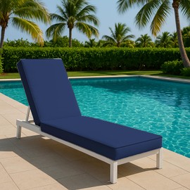 Chaise Lounge Cushions Outdoor for Chairs, Double Waterproof Outdoor Replacement Cushions with 4 Ties and 1 Strap,High Denser Foam Patio Lounge Chair Cushion for Patio Loungers,72" x 21" x 3"