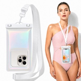 Foweroty IP68 Waterproof Phone Pouch for iPhone17 Pro Max/16/15/14 & More - Floatable Dry Bag with Lanyard, Pearlescent Design for Beach Cruise - 7″