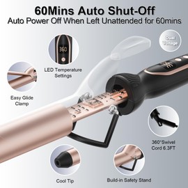 Curling Iron for Salon & Home, 1.25 Inch Instant Heat Curling Wand for Long Hair, Clipped Large Barrel(7.3 in), Professional 1 1/4 (32mm) in Hair Curlers up to 446°F, Dual Voltage Travel Waving Tool