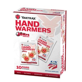 Yaktrax Disposable Hand Warmers with Up to 8 Hours of Heat, Odourless & Environmentally Safe, Keep Warm During Outdoor Activities, Black, 3.5" x 0.25"/8.9cm x 0.6cm, Pack of 20 (10 x 2pcs)