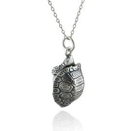 FashionJunkie4Life Sterling Silver Tortoise Locket Necklace - Shell Opens for Small Keepsakes or Photos - 18" Cable Chain Metal Silver, Sterling Silver Metal