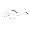 EYEZOOM Extra Wide Light Weight Rectangular Metal Frame Reading Glasses with Spring Hinge (Silver, Strength: +1.75)