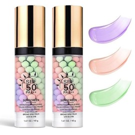 One-Step 3 In 1 Face Primer: SPF 50 Sunscreen + Tinted Moisturizer | Color Correcting Concealer with Oil Control | Flawless Base de Maquillaje Before Makeup Smooth Cream:_#01+#01