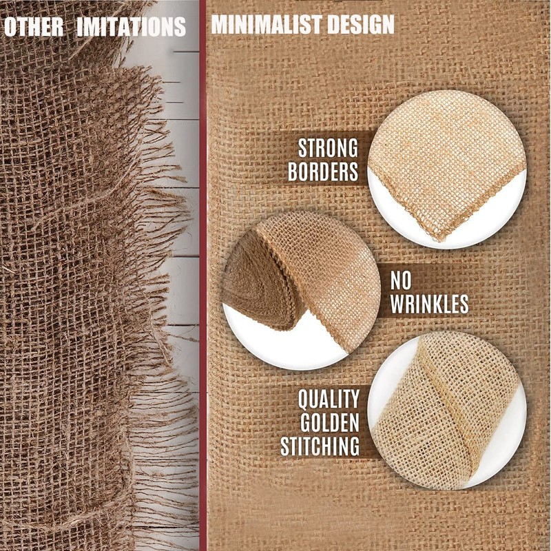 HCTX Jute Table Runner,30*200cm Hessian Roll, Burlap Fabric,Natural Rustic Table