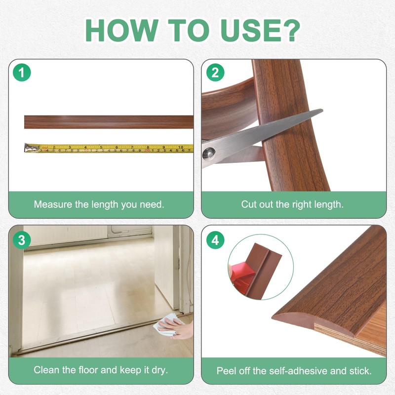 M METERXITY Floor Transition Strip Self Adhesive, 3.28FT PVC Transition