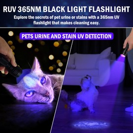 UltraFire UV Torch 365 nm Black Light LED Torch, Single Mode UV Lamp, 10 W Ultraviolet Light for Detecting Animal Urine Stains, Scorpions, Curing Resin, Search for Minerals