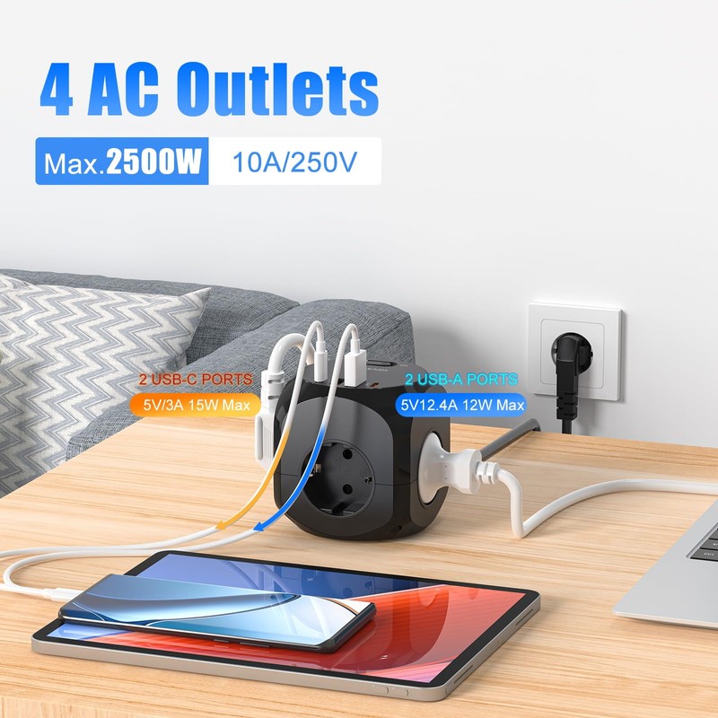 Multiple Socket with Switch (4A Black)