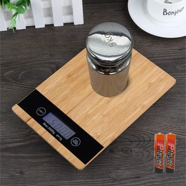Nilpferd Digital Kitchen Scales Made of Bamboo up to 5 kg / 1 g LCD Display with Sensor Touch Tare Function Kitchen Scales for Baking Cooking Household Scales