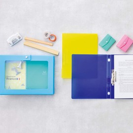 Lihit Lab F7032-8 Binder, Punchless File, One-Touch Open/Close, A4, S Type, Blue