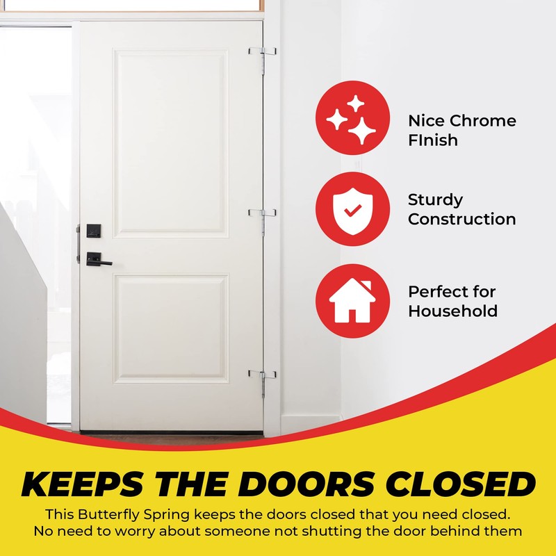 Spring Hinge Door Closer, Fits on Most Door Butt Hinge