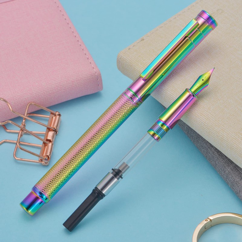 Rainbow Forest Fountain Pen Medium Nib Classic Design with Converter