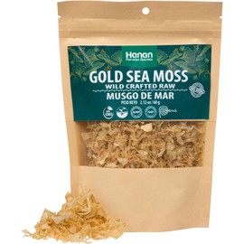 Hanan Gold Sea Moss 2.1oz Musgo 60g Resealable Pouch Wildcrafted Golden Raw Irish Sea Moss Sundried Mineral and Vitamin Rich
