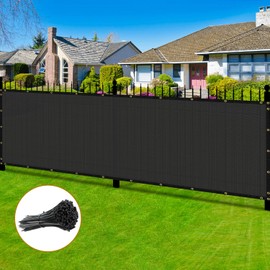 Coonoble Fence Privacy Screen Outdoor 6' x 50' Black Heavy Duty Mesh Shade Net Cover with Grommets, Privacy Screens Fencing for Patio Backyard Garden