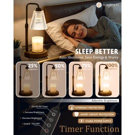 Candle Warmer Lamp with Timer Dimmable, Christmas Birthday Gifts for Women Mom, Adjustable Candle Warming Lamp with 2 Bulbs, Black Candle Lamp Warmer for Jar Scented Candles, House Warming Gifts