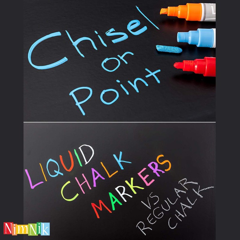 NIMNIK Liquid Chalk Markers Pens - Chalk Pens 6mm Reversible