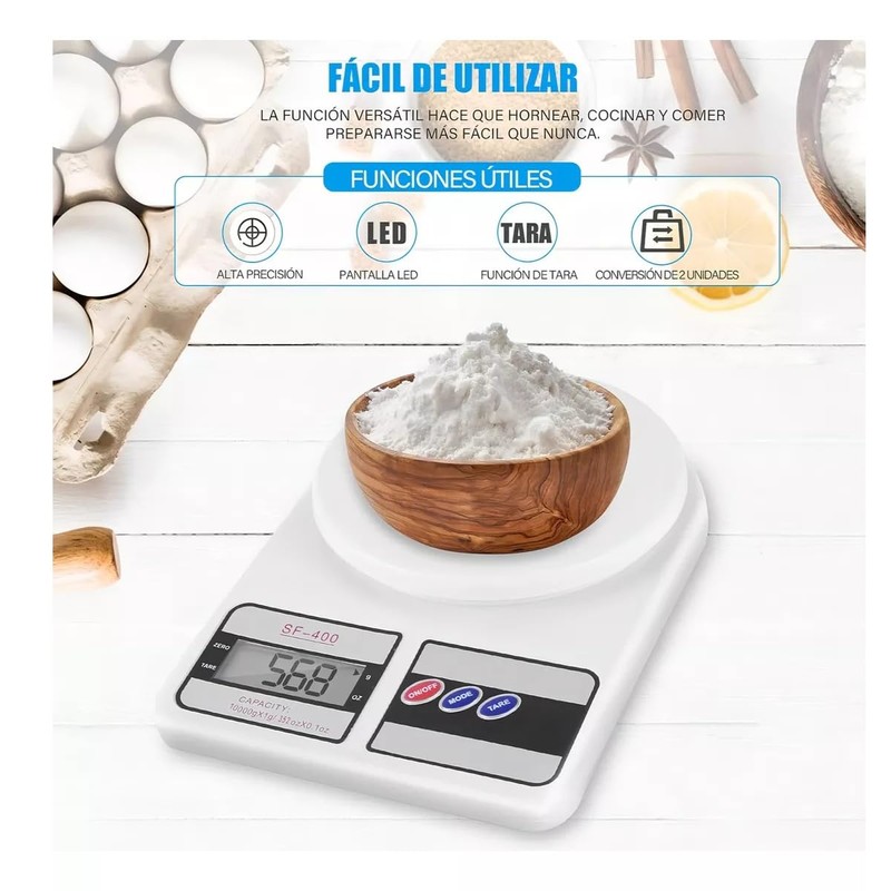 Báscula Digital Cocina Balanza Gramera Pesar Comida Gym Dieta Función