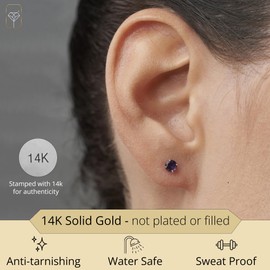 MAX + STONE 14k White Gold Genuine Purple Amethyst Round Stud Earrings for Women | 4mm February Birthstone