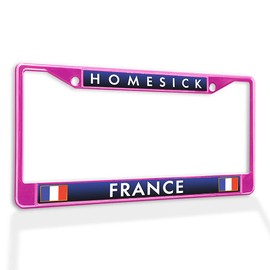 Fastasticdeals Metal Insert License Plate Frame Homesick France Weatherproof Car Accessories Hot Pink 2 Holes Solid Insert