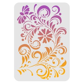 FINGERINSPIRE Flourish Stencils for Painting on Wood, Canvas, Paper, Fabric, Floor, Wall and Tile, 11.7x8.3 Inch Floral Border Reusable DIY Art and Craft Stencils